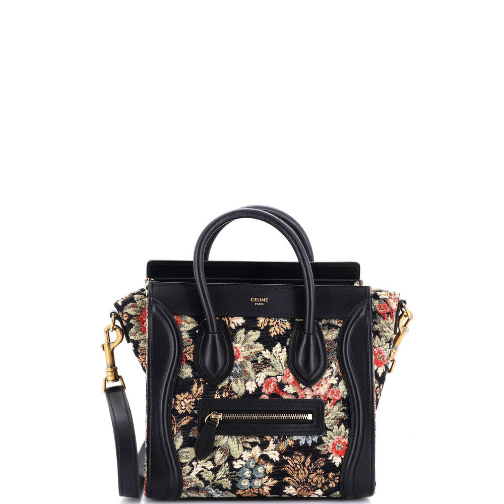Celine Nano Luggage Bag Printed Jacquard and Leather